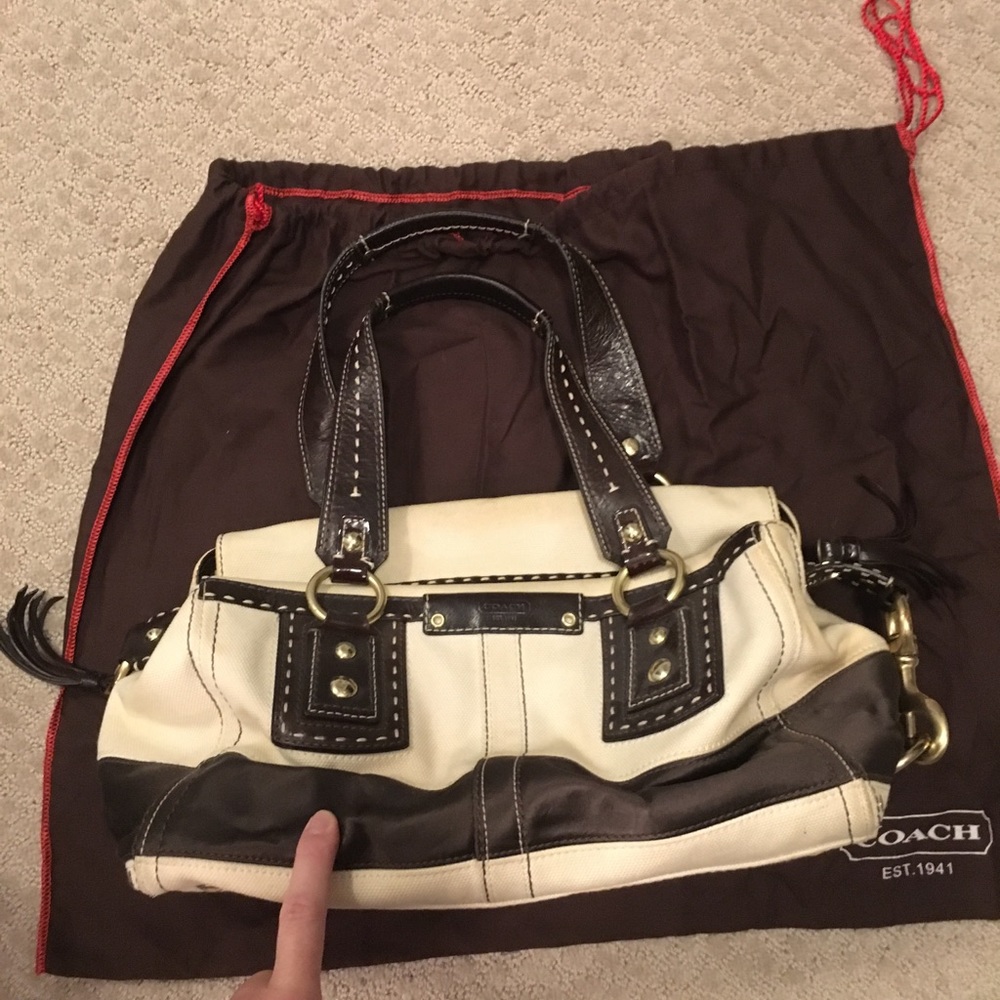 Coach satchel shoulder bag. Canvas and leather